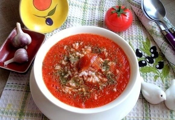 Суп-пюре из томатов с рисом: крахмальный день